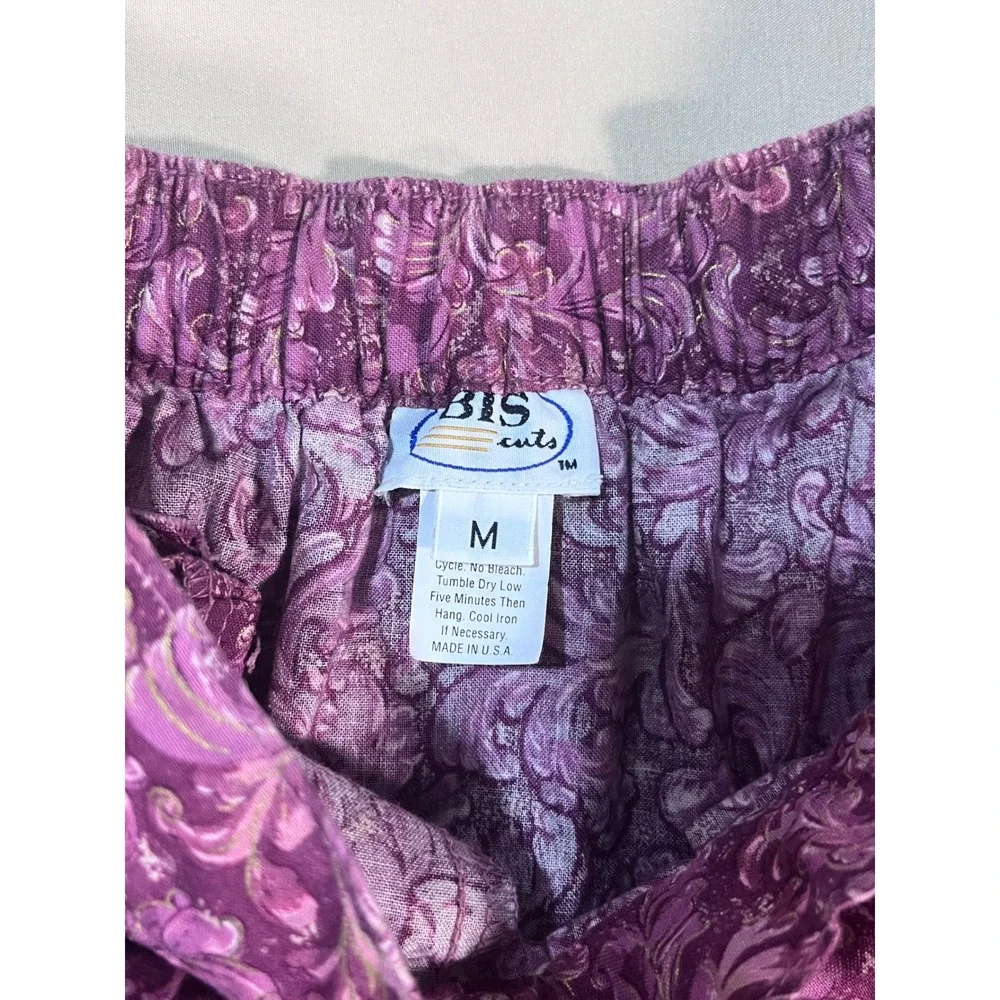 BIS Cuts Purple Paisley Gold Metallic Skirt Set Jacket Midi Skirt Womens Medium
